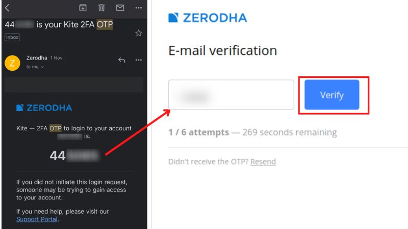 Zerodha Verify OTP